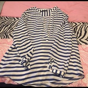 Stripped blue and white shirt