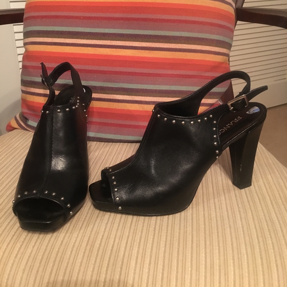 FRANCO SARTO - Black Studded Leather,  Size 7 1/2
