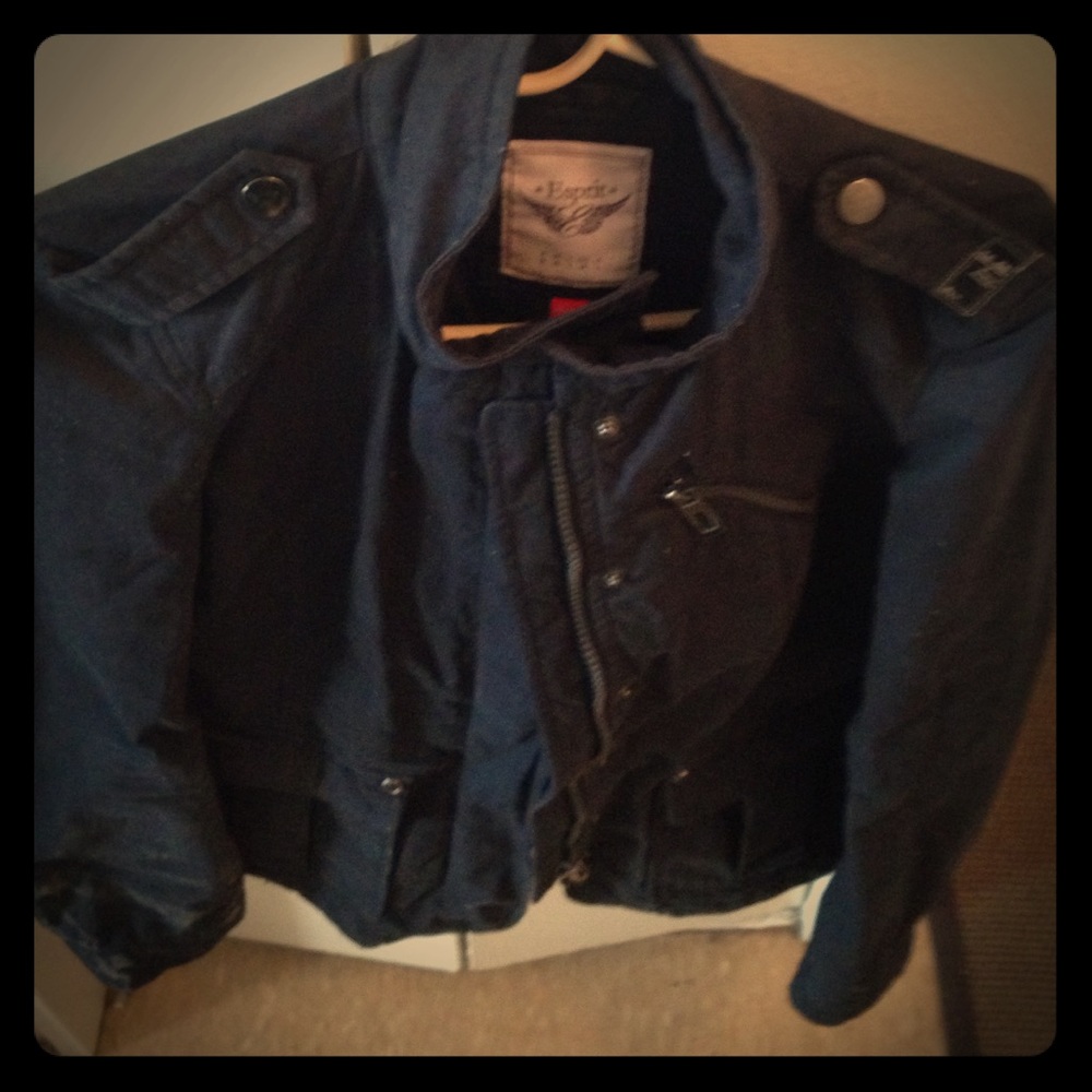 Esprit women's zip up and button blue jacket