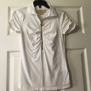 Michael Kors white Shirt with Gold front Zipper