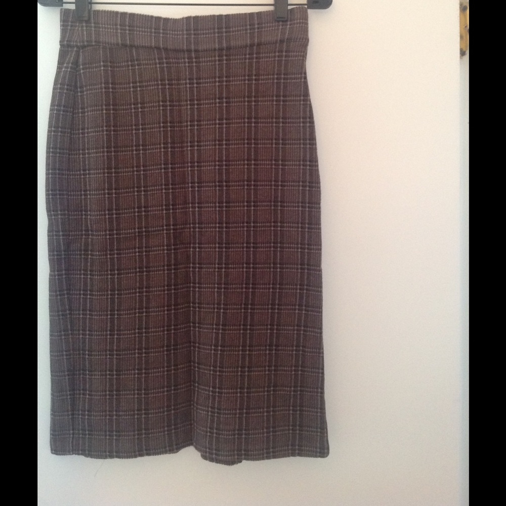 DVF Knit Plaid Pencil Skirt