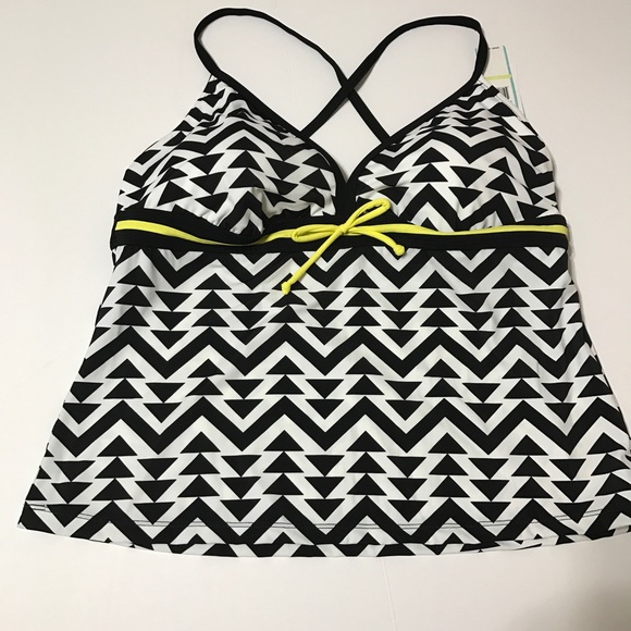 🎈SALE SOUTH POINT Black & White Striped Tankini - Picture 2 of 5