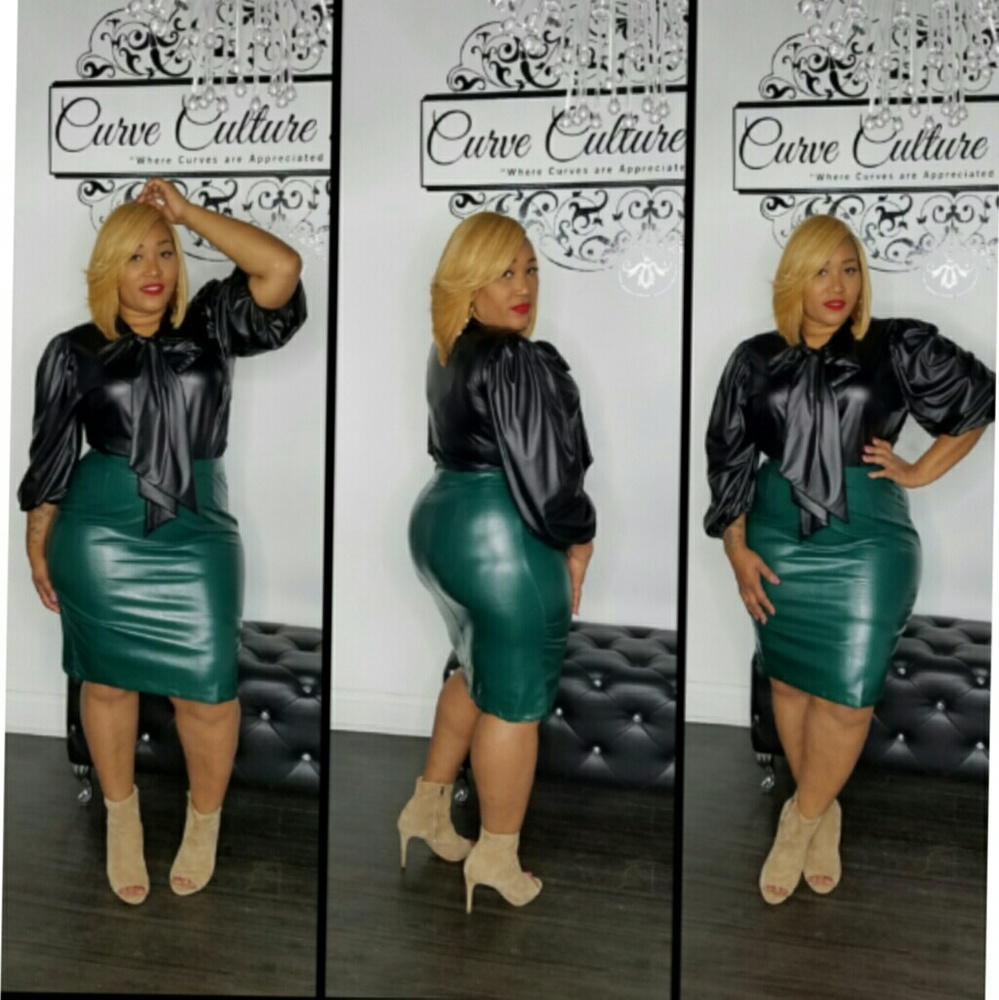 Faux leather bow top