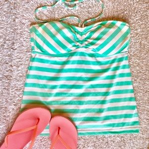 Small Turquoise Halter Tankini Swim Top