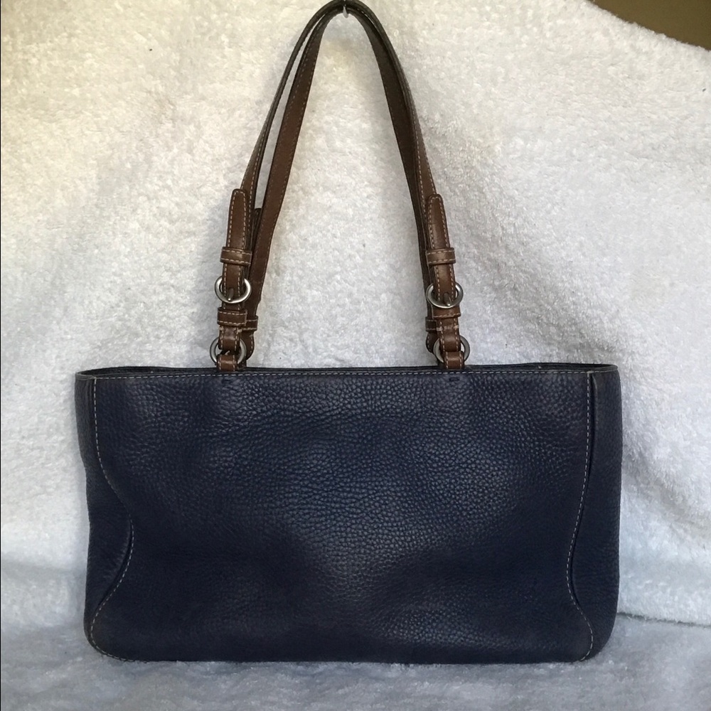 Coach Blue Pebble Leather Tote Handbag