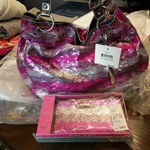 Nine West sequin bag and wallet brand new!
