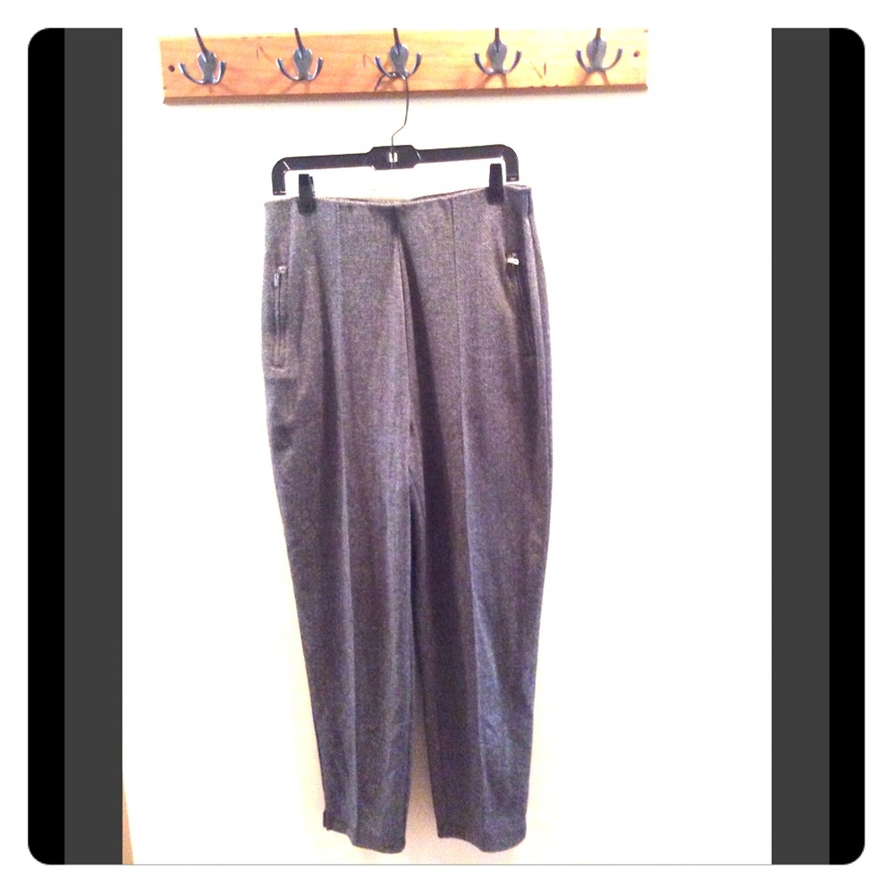 Gold and Black Stretch Herringbone Dress Pants