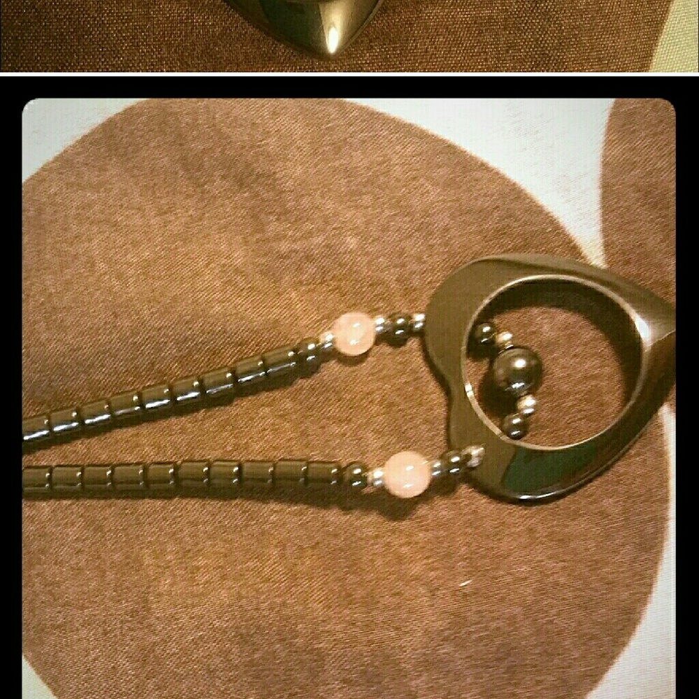 Black heart hematite & pink quartz.