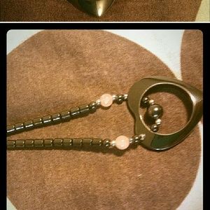 Black heart hematite & pink quartz.