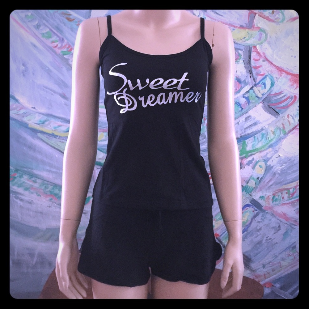 A Black Pajama Short Set.