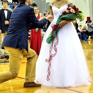 Stunning White Ballgown with Rhinestones Size 2