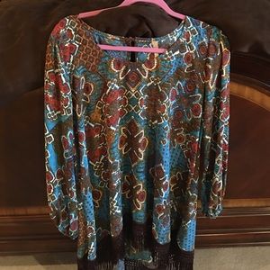 High low tunic with fringe