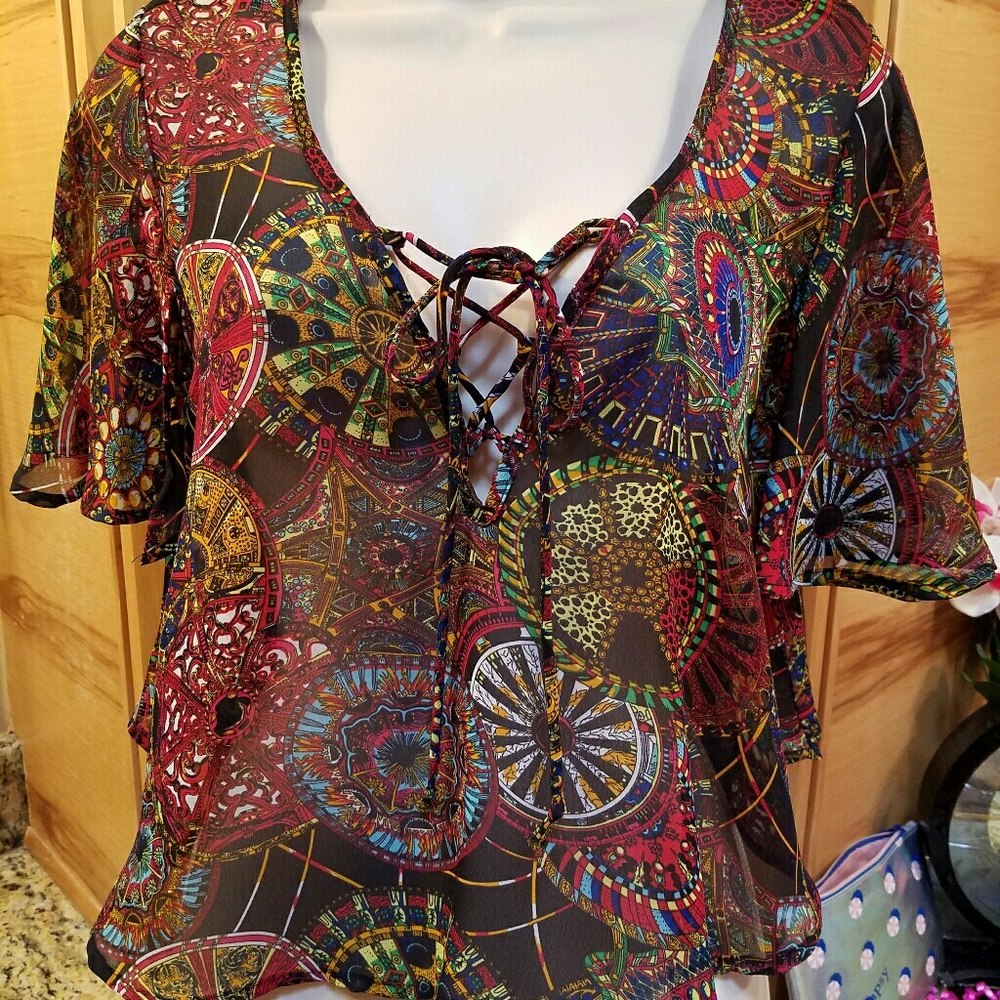 Boho hi low top butterfly sleeves - Picture 5 of 7
