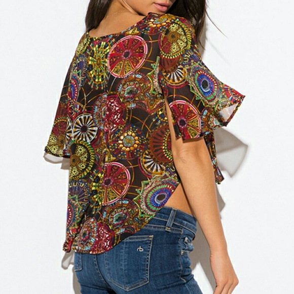 Boho hi low top butterfly sleeves - Picture 2 of 7