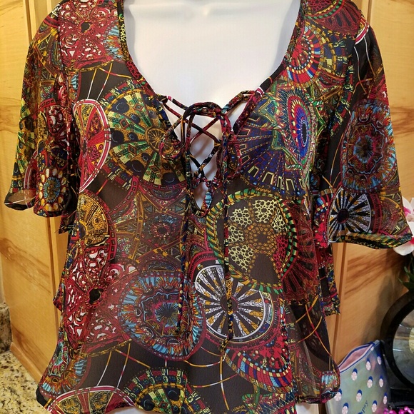 Boho hi low top butterfly sleeves - Picture 5 of 7