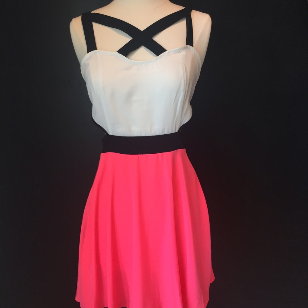 Bright pink short dress