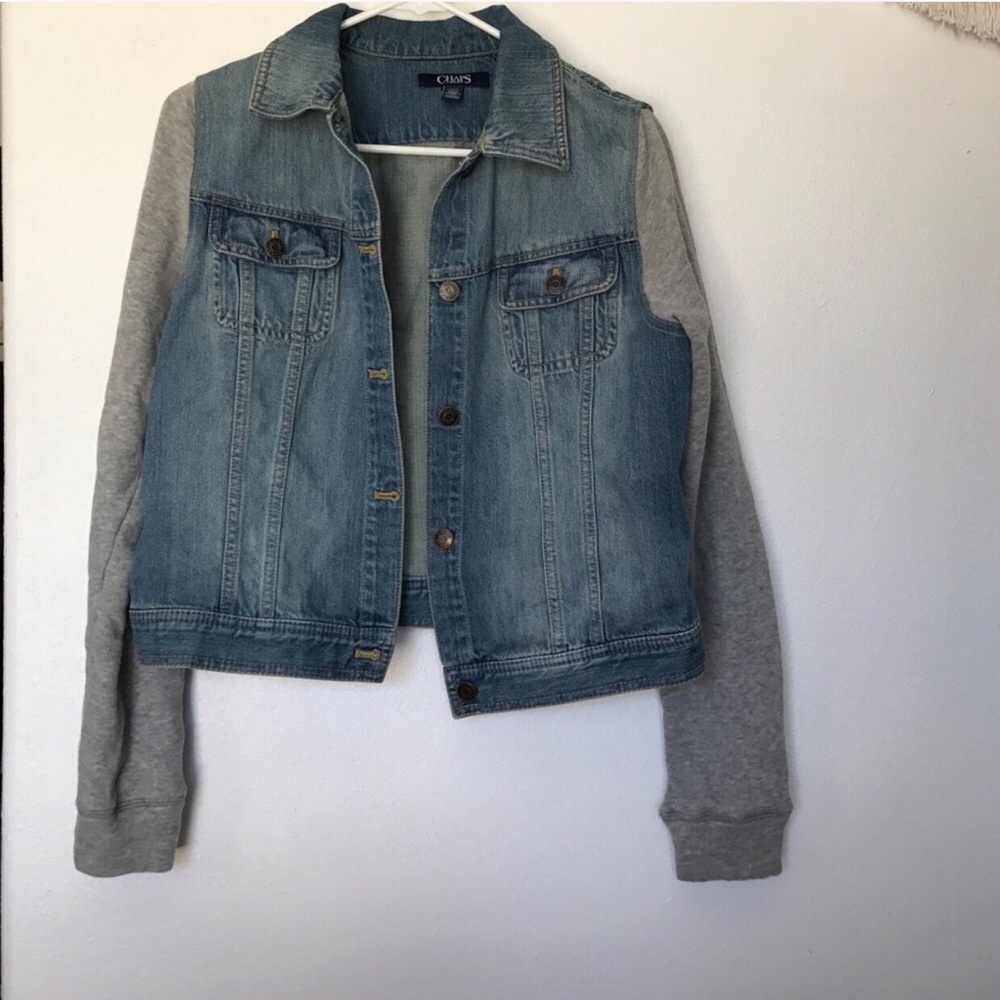 Jean jacket with jersey sleeves
