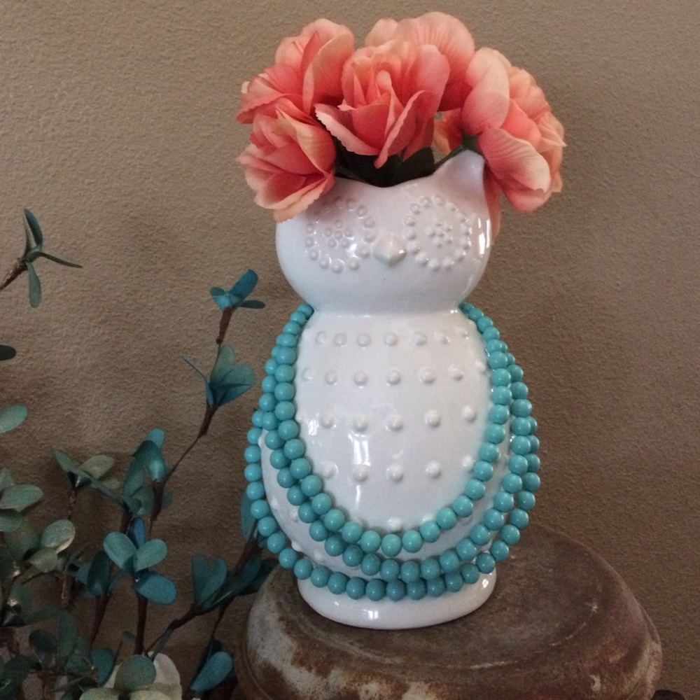 Triple Layer beaded necklace. Aqua.