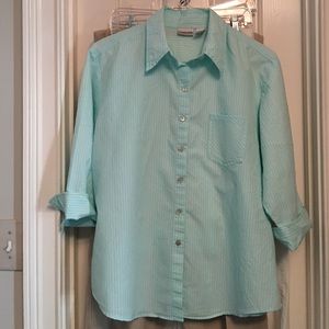Chico's Aqua Stripe size 3