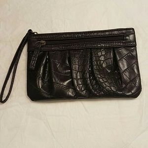 Mundi Faux Crocodile Eggplant Wristlet - NFS