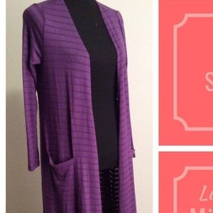 BNWT LuLaRoe Sarah duster M purple sheer stripes