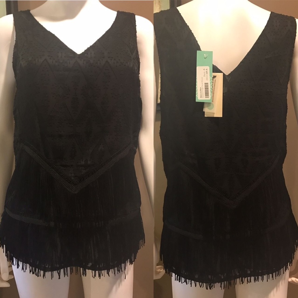 NWT - Skies are Blue - Stoeva Fringe Detail Blouse