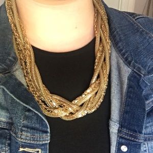 H&M Braided Gold Chain Statement Necklace