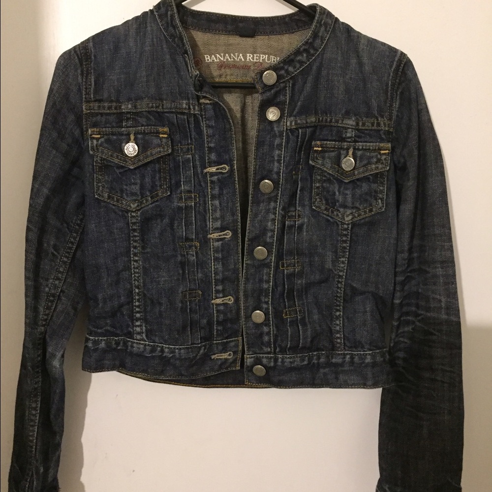 Banana Republic cropped dark denim jean jacket XS