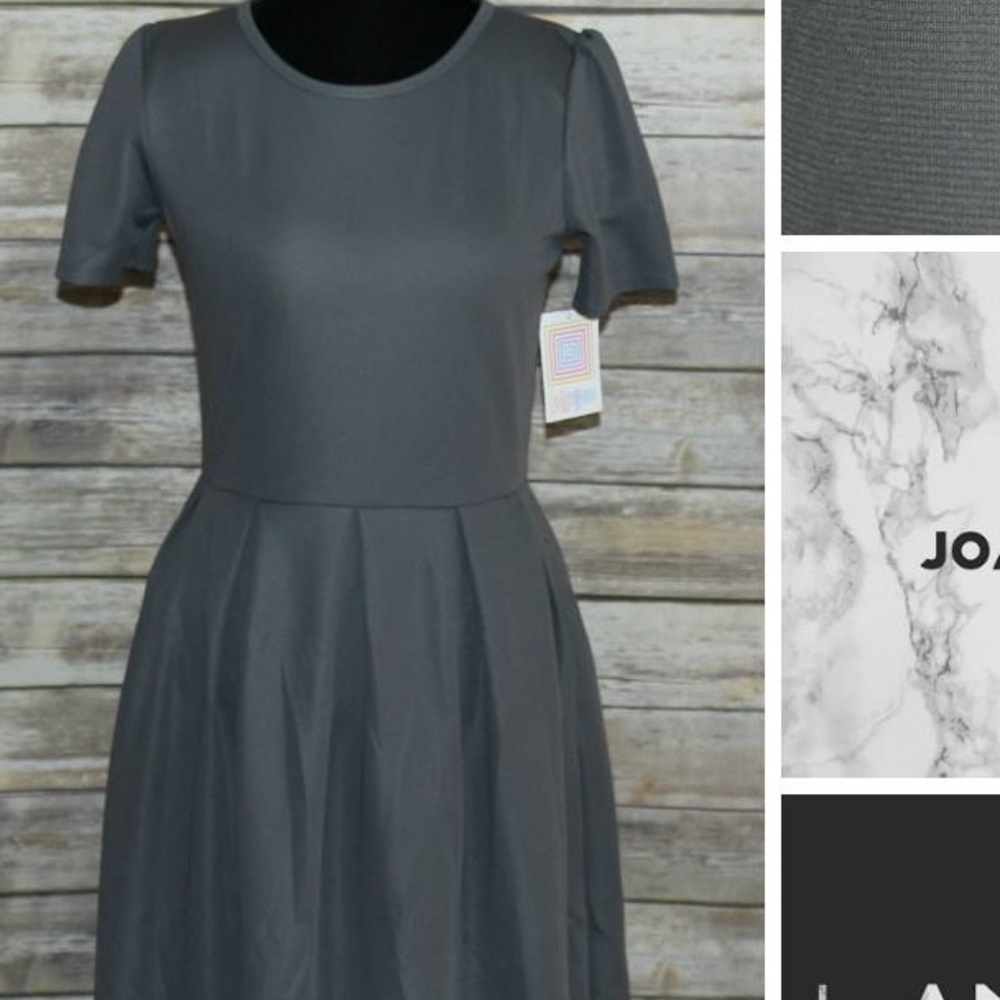 BNWT LuLaRoe Amelia dress L grey textured stripe