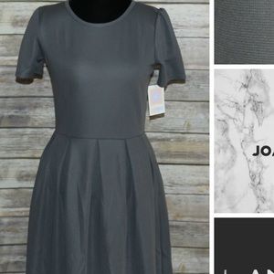 BNWT LuLaRoe Amelia dress L grey textured stripe
