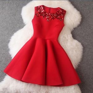Red sequin dress
