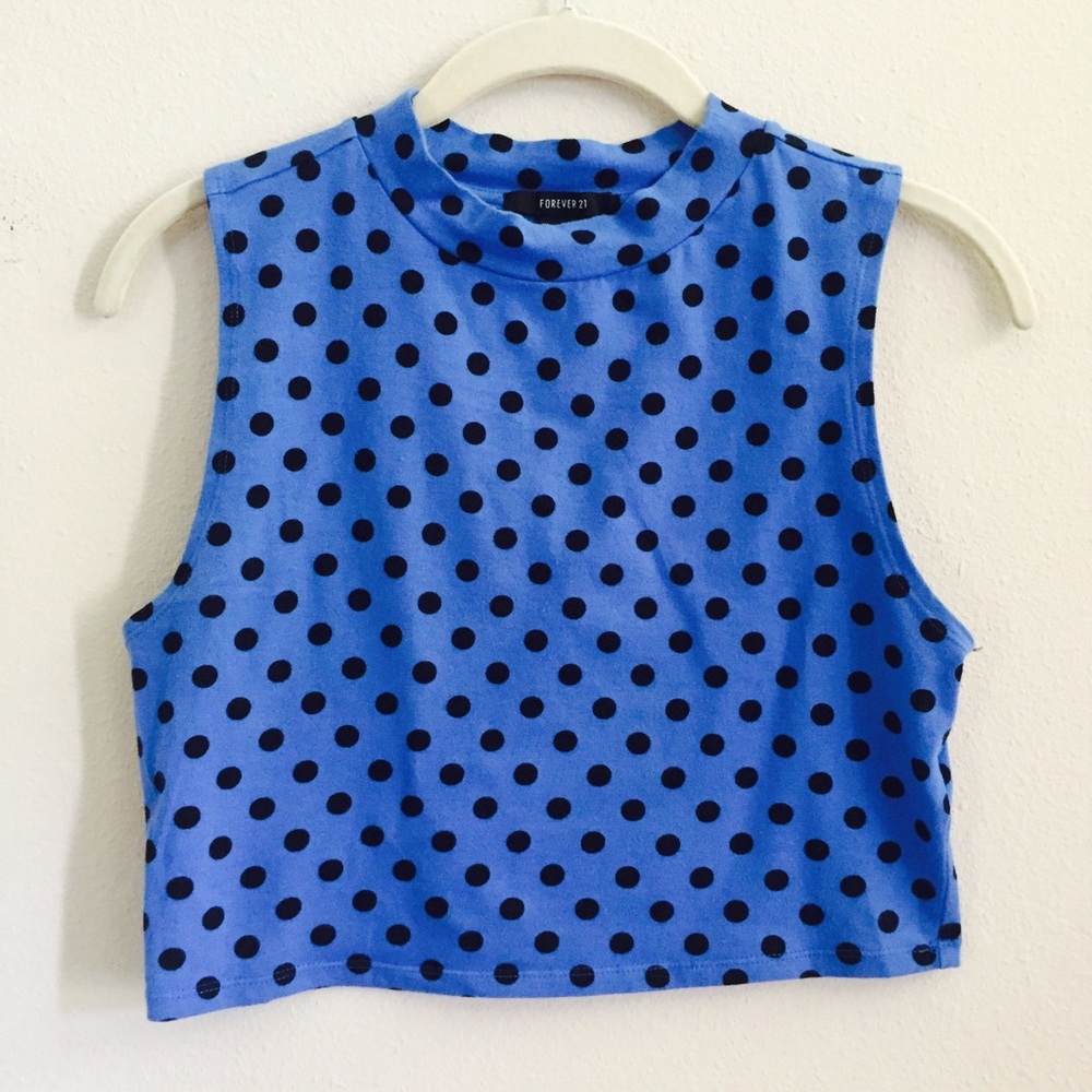 Royal Blue Polka Dot Crop Top
