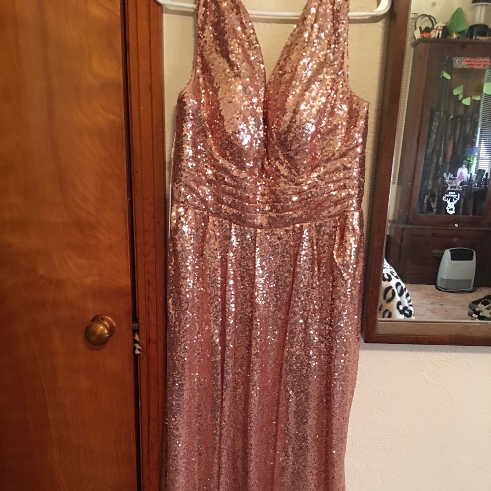 Rose gold sequenced bridesmaid dress, never worn