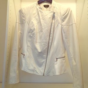 Bebe White Leather Jacket Size Large.