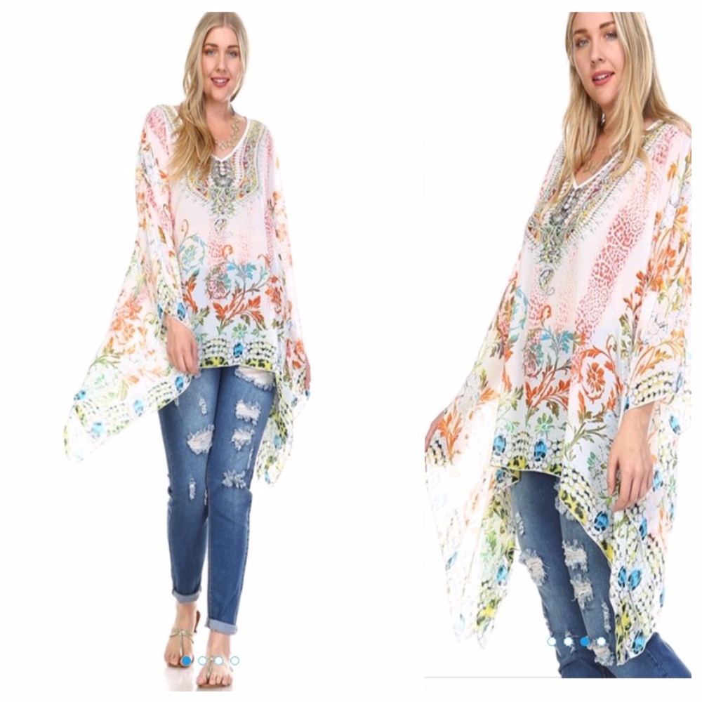 💥HP 5/3, 6/10💥PRINTED EMBELLISHED CAFTAN - Picture 3 of 3