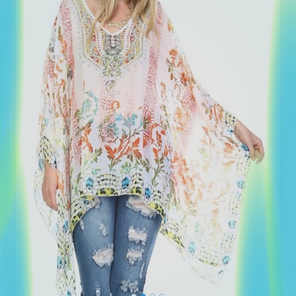 💥HP 5/3, 6/10💥PRINTED EMBELLISHED CAFTAN - Picture 2 of 3