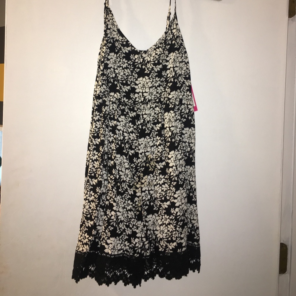 Black and white floral romper