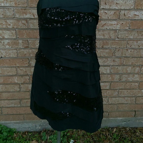 Strapless Black Sequined Dress - Picture 3 of 4