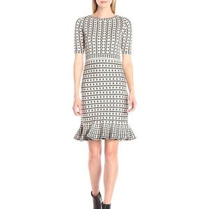 Taylor Printed Sweater Dress with Flounce Hem