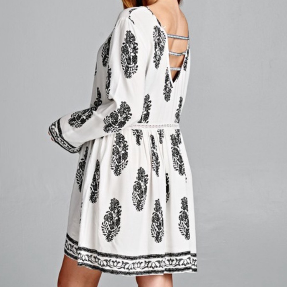 BOHO LEAF PRINT TUNIC OR MINI - Picture 2 of 3