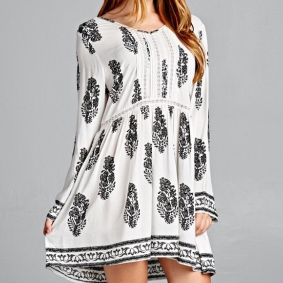 BOHO LEAF PRINT TUNIC OR MINI - Picture 3 of 3