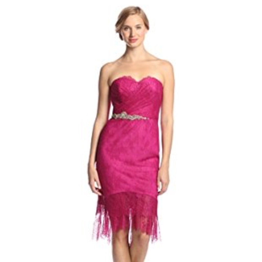 NWT Marchesa Notte Women's Strapless Lace Dress