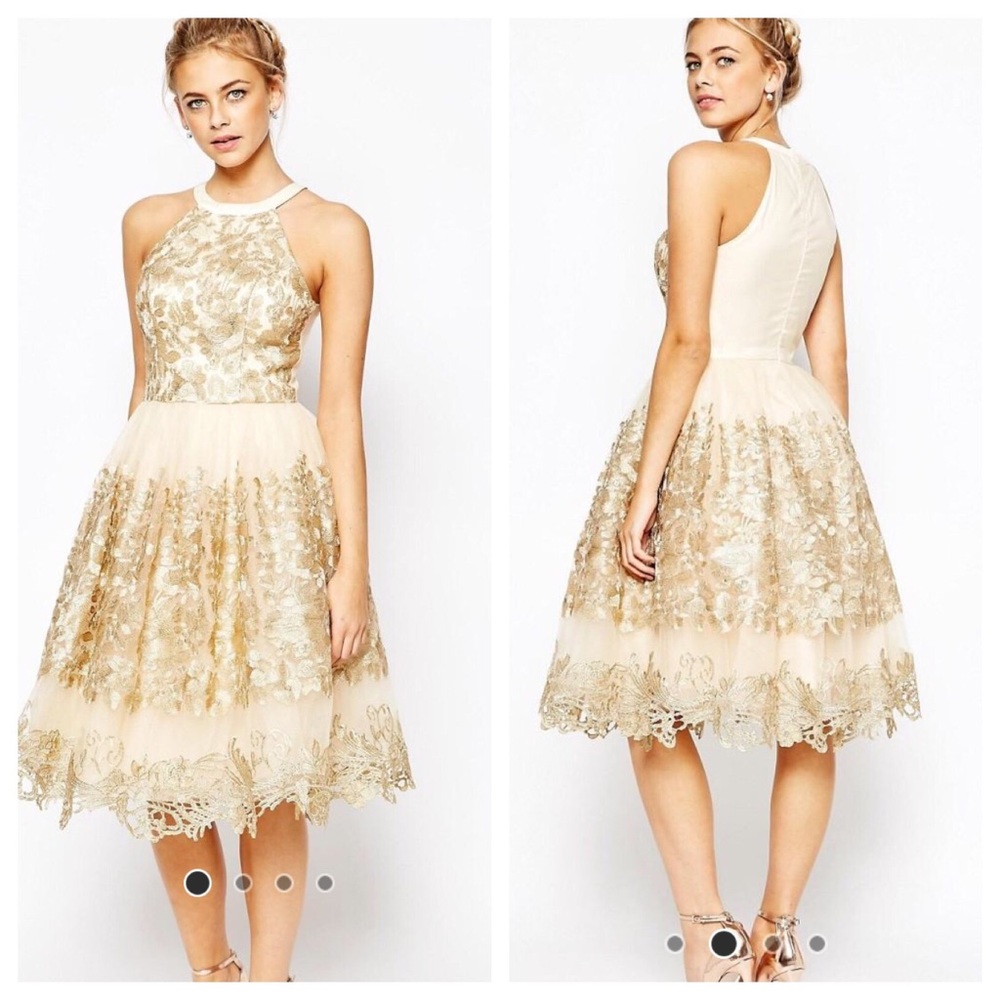 Chi Chi London Aoife Dress / Gold Tulle