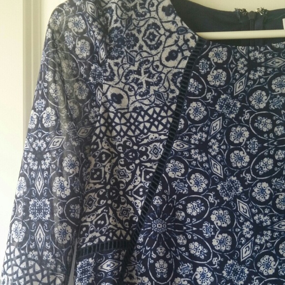 Blue mixed print Boho style tunic - Picture 3 of 5