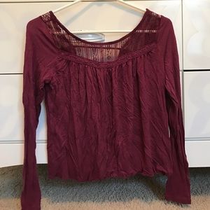 burgundy M  semi-crop top