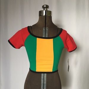 Retro Color Block Crop Top