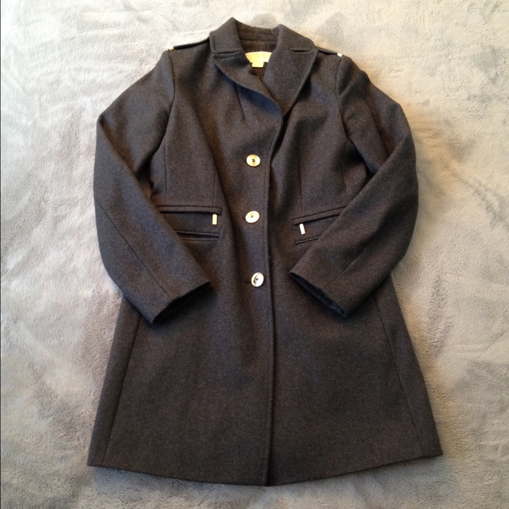 Michael Kors Gray Military Peacoat - Picture 2 of 6