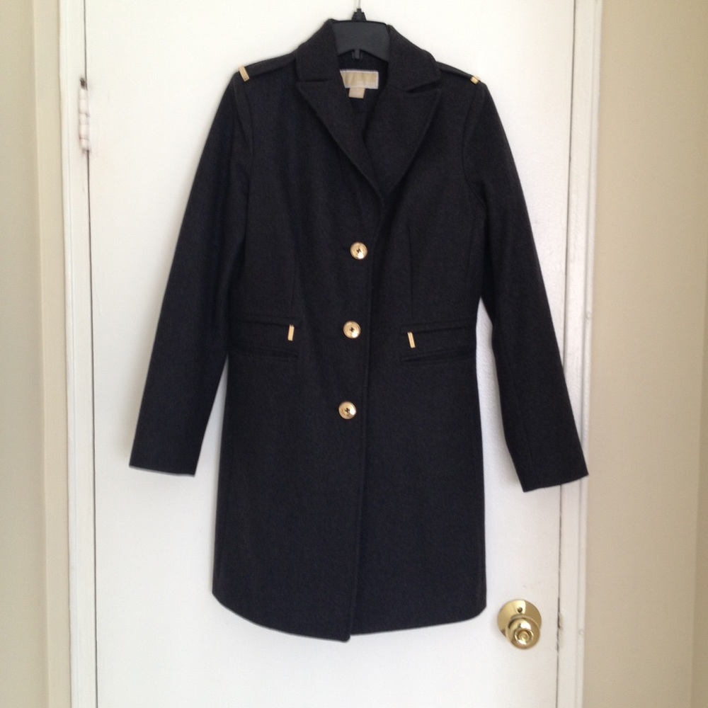 Michael Kors Gray Military Peacoat - Picture 1 of 6