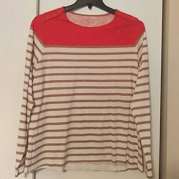 Striped Long Sleeve with Button Details - Picture 1 of 5