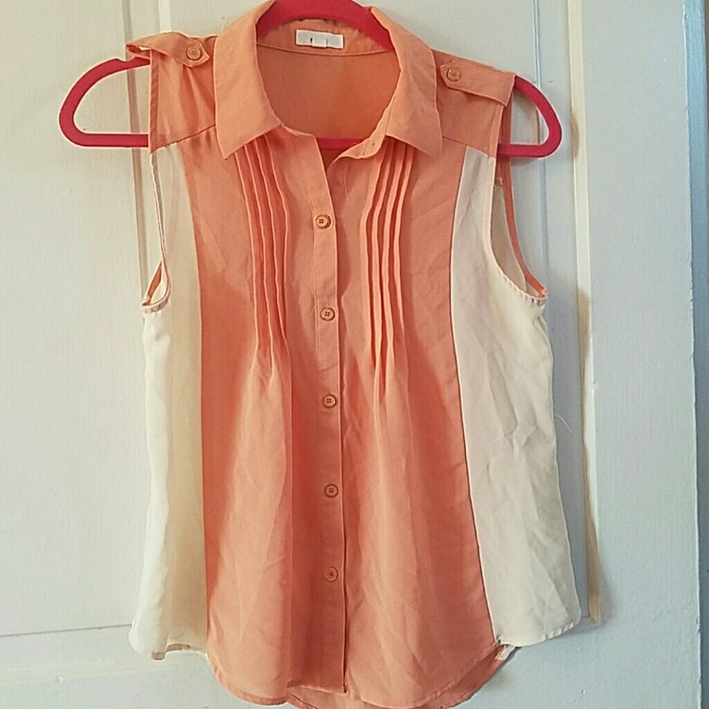 Peach button up vest